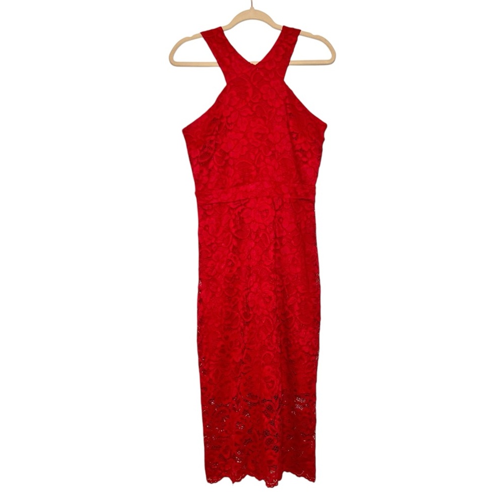 SAM EDELMAN Criss Cross Lace Neck Sheath‎ Dress. Size 10 - Picture 2 of 8